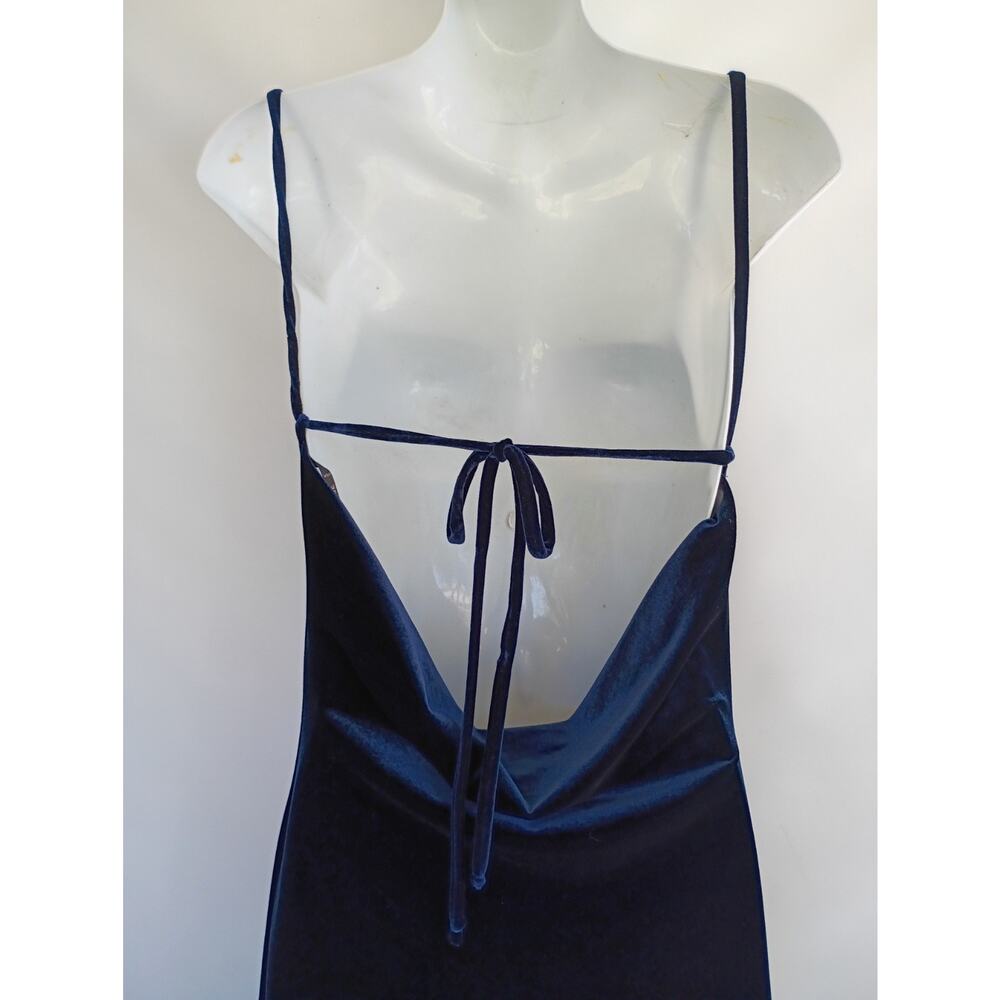Rampage Vintage Y2K 90s Blue Formal Velvet Maxi Dress Prom Whimsygoth Size Small - Picture 8 of 12